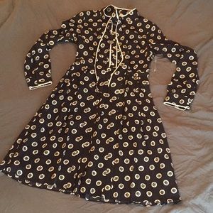 ModCloth Long Sleeve Gothic Floral Print Dress